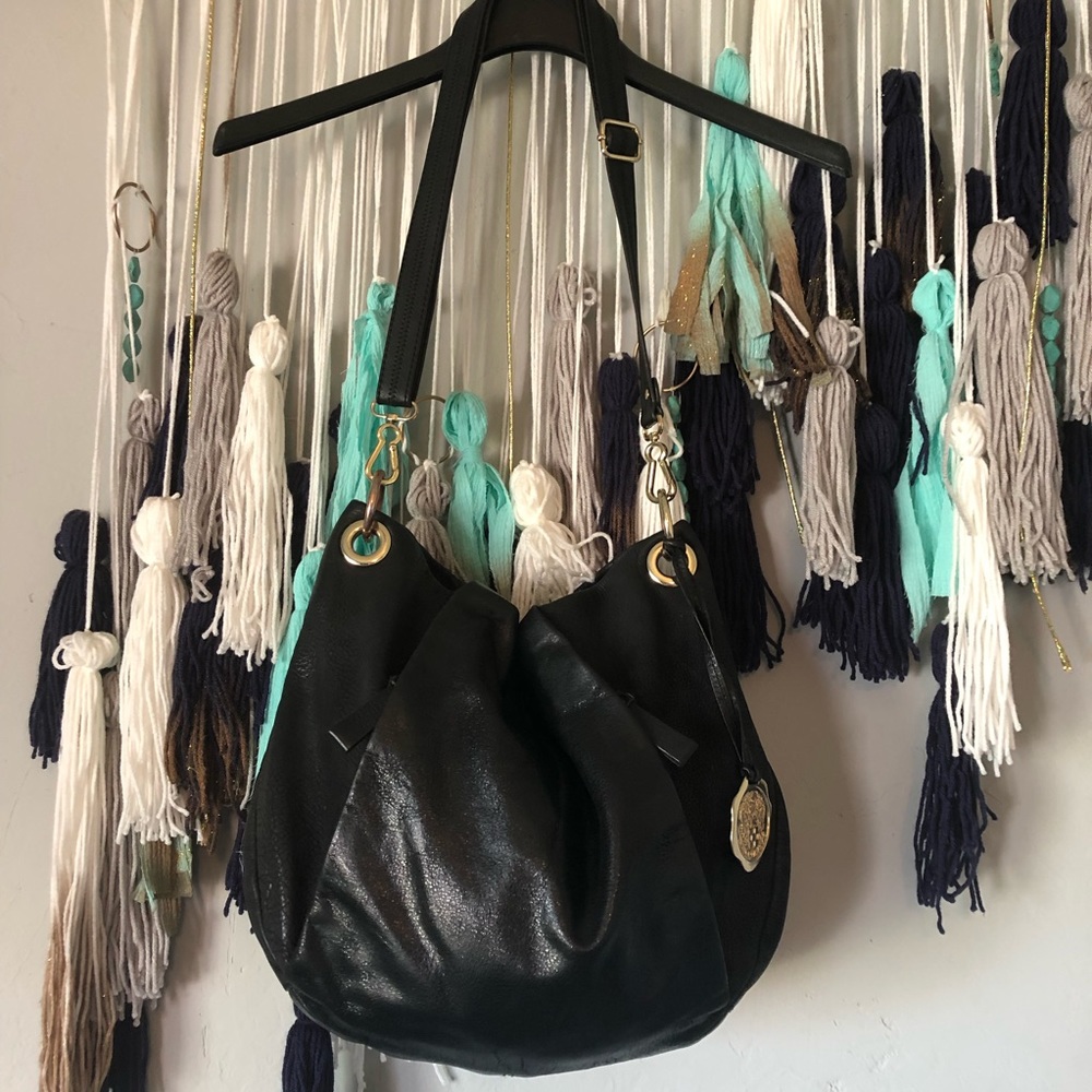 Vince Camuto - Black Leather Hobo Purse Crossbody